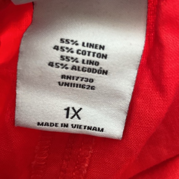 AVA & VIV Red Paper Bag High Waisted Tie Knot Linen Blend Shorts Size 1x - Picture 9 of 10